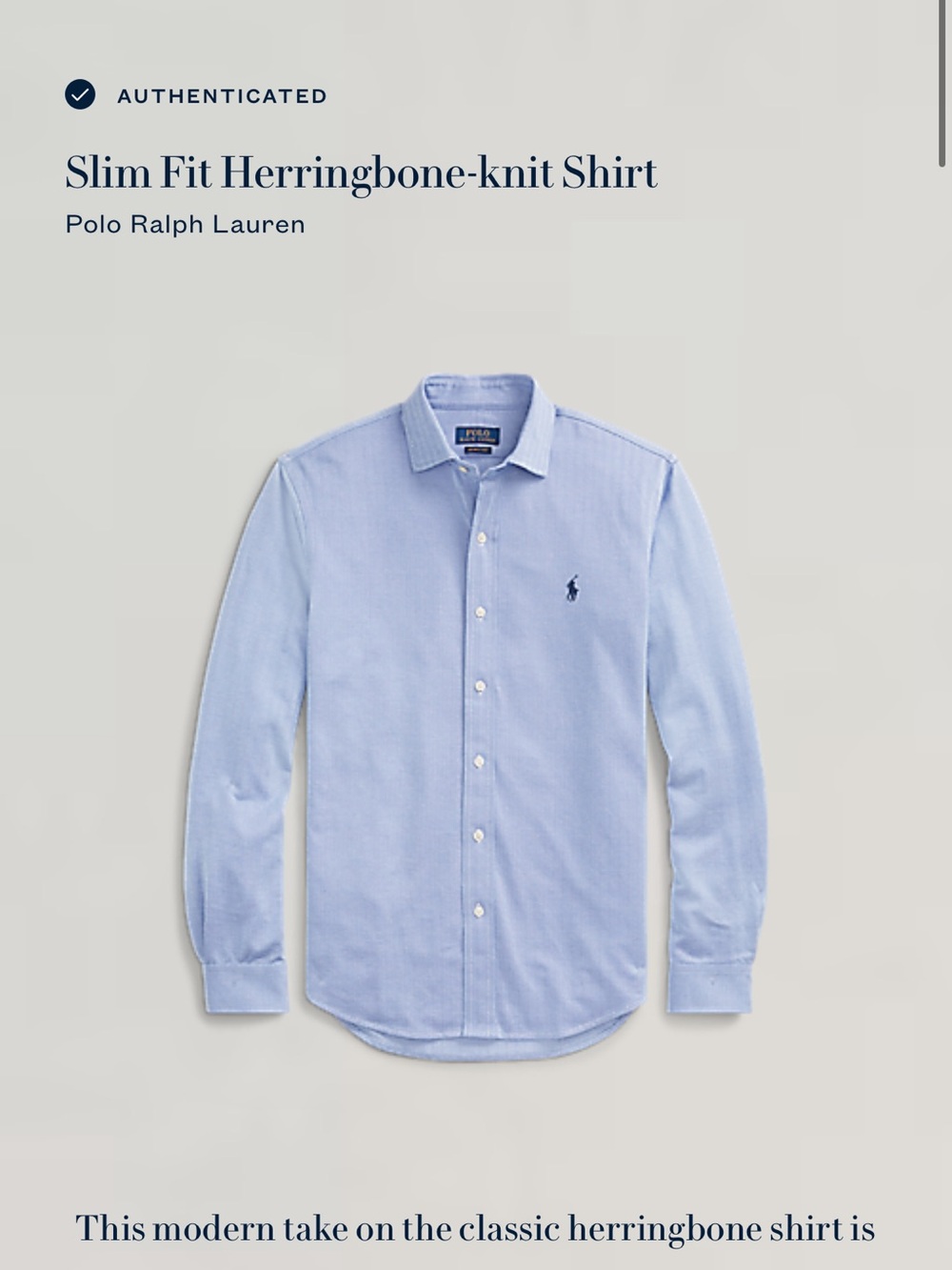 Ralph Lauren Light Blue Herringbone Dress Shirt